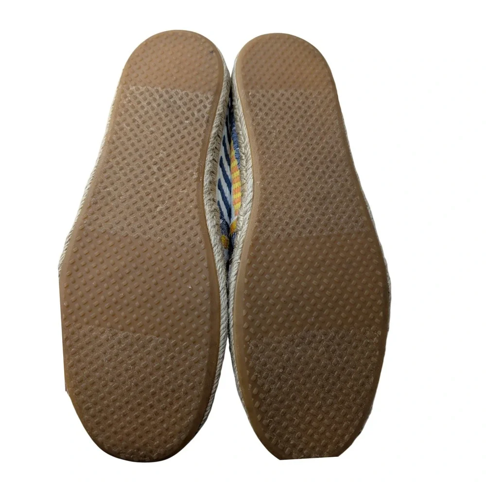 TOMS Espadrille Flats Blue Yellow Woven Geometric Alpargata - 7